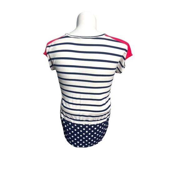 A.gain | MIXED MEDIA SHORT SLEEVE‎ T-SHIRT STRIPED NEON ACCENTS POLKA DOTS M - Picture 6 of 8